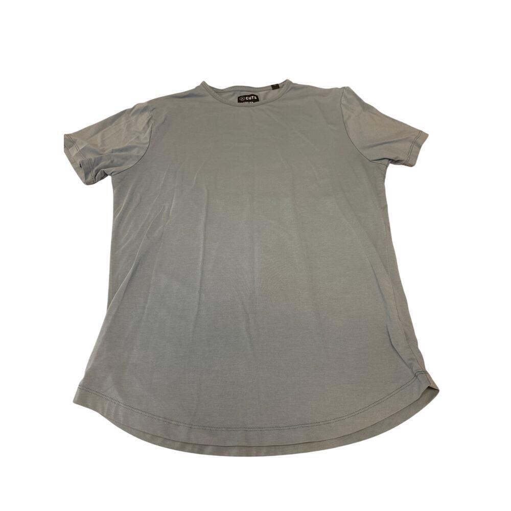 Cuts Men’s Curved Hem Blue Crew Neck Tshirt Mens Small (see measurements)